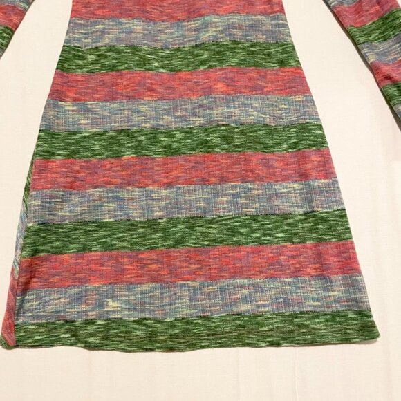 Zara Striped Green Pink Runched Knit Mini Dress Size Small - Picture 14 of 16
